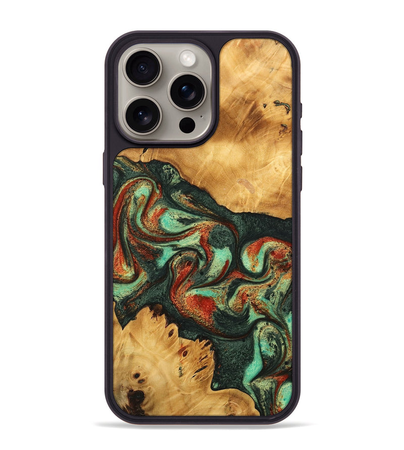 iPhone 15 Pro Max Wood Phone Case - Letty (Green, 744839)