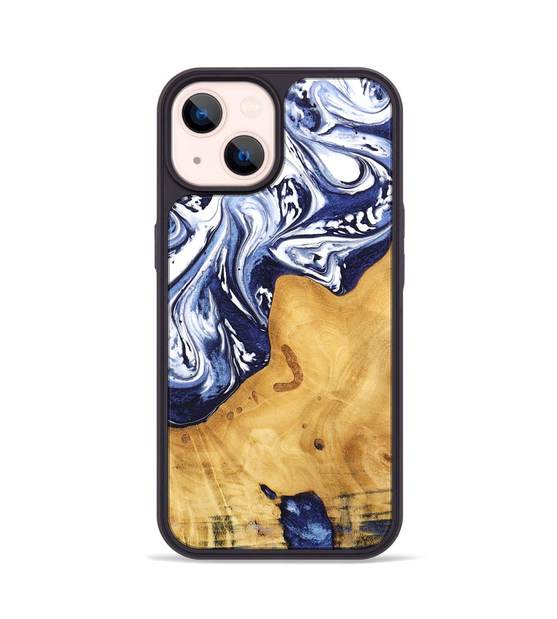 iPhone 14 Wood Phone Case - Erda (Blue, 744842)