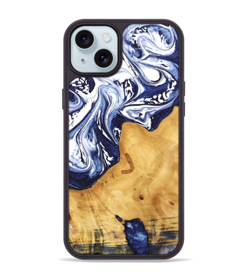 iPhone 15 Plus Wood Phone Case - Erda (Blue, 744842)