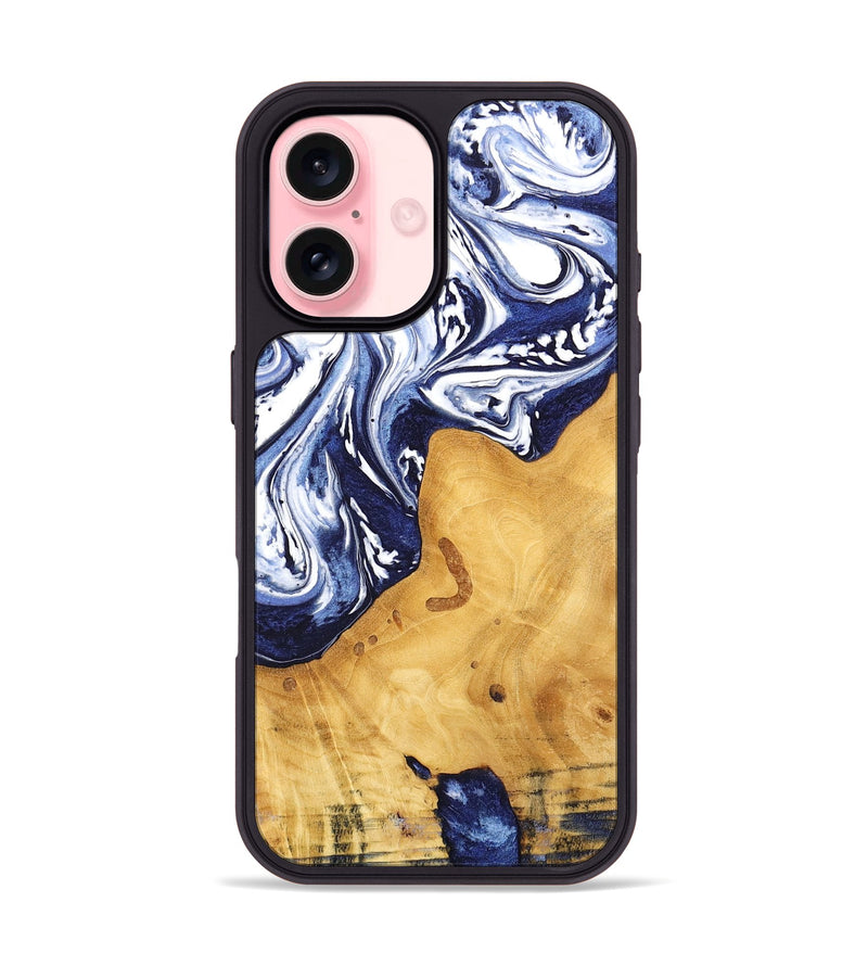 iPhone 16 Wood Phone Case - Erda (Blue, 744842)