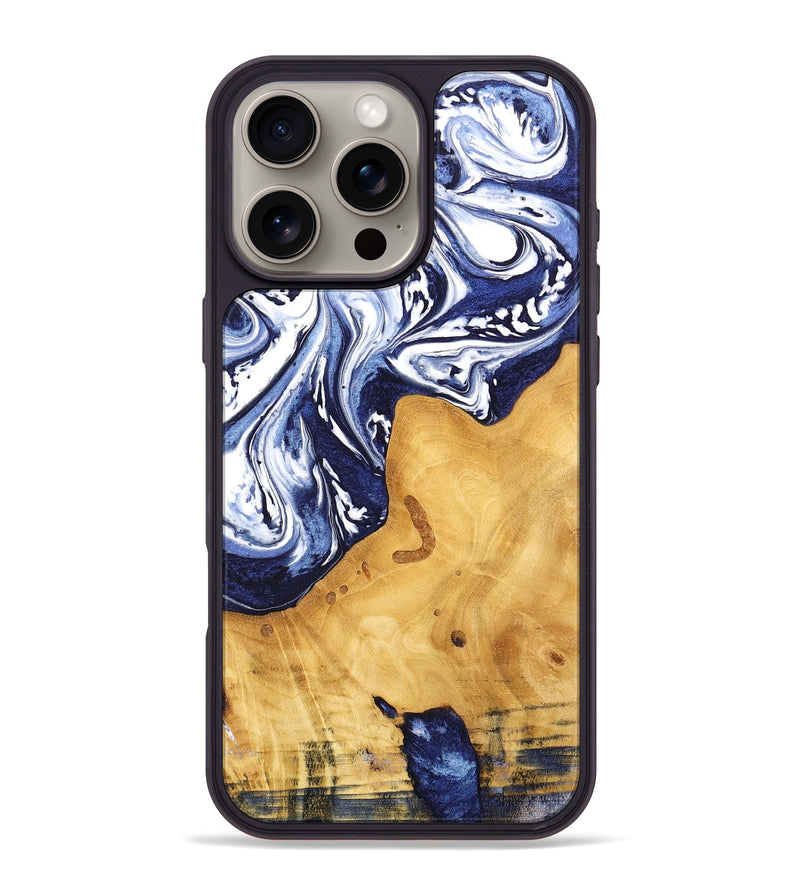 iPhone 16 Pro Max Wood Phone Case - Erda (Blue, 744842)