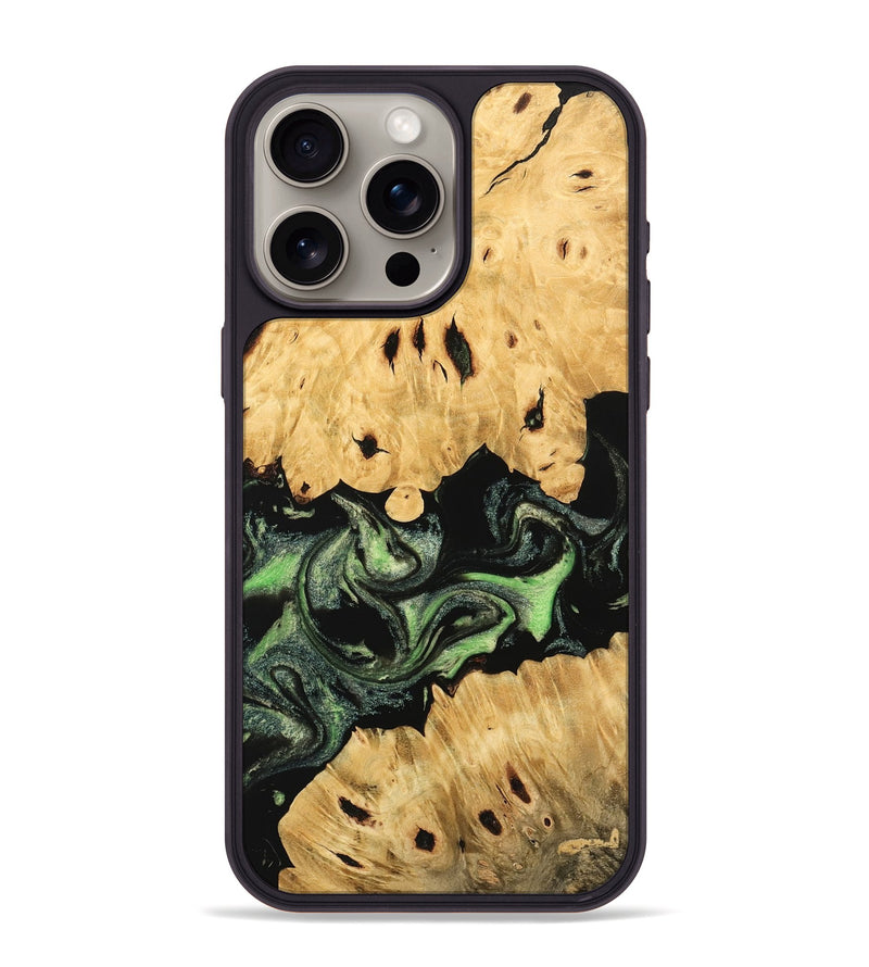 iPhone 15 Pro Max Wood Phone Case - Androma (Green, 744847)