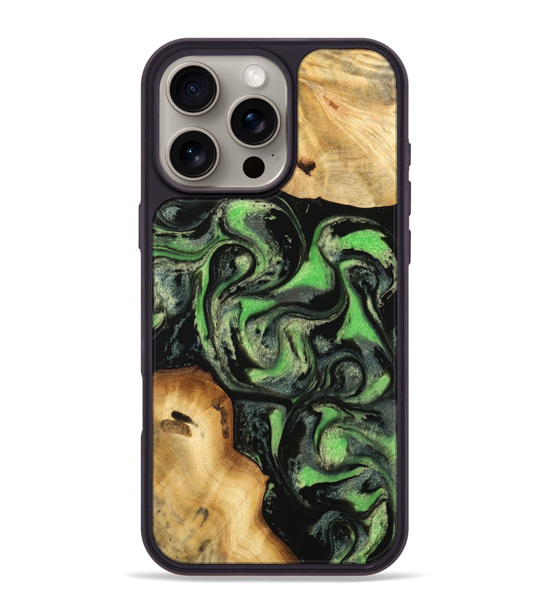 iPhone 16 Pro Max Wood Phone Case - Janina (Green, 744858)