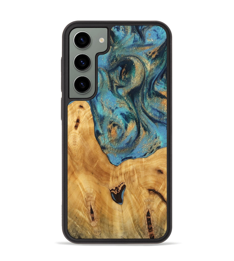 Galaxy S23 Plus Wood Phone Case - Radha (Teal & Gold, 744899)