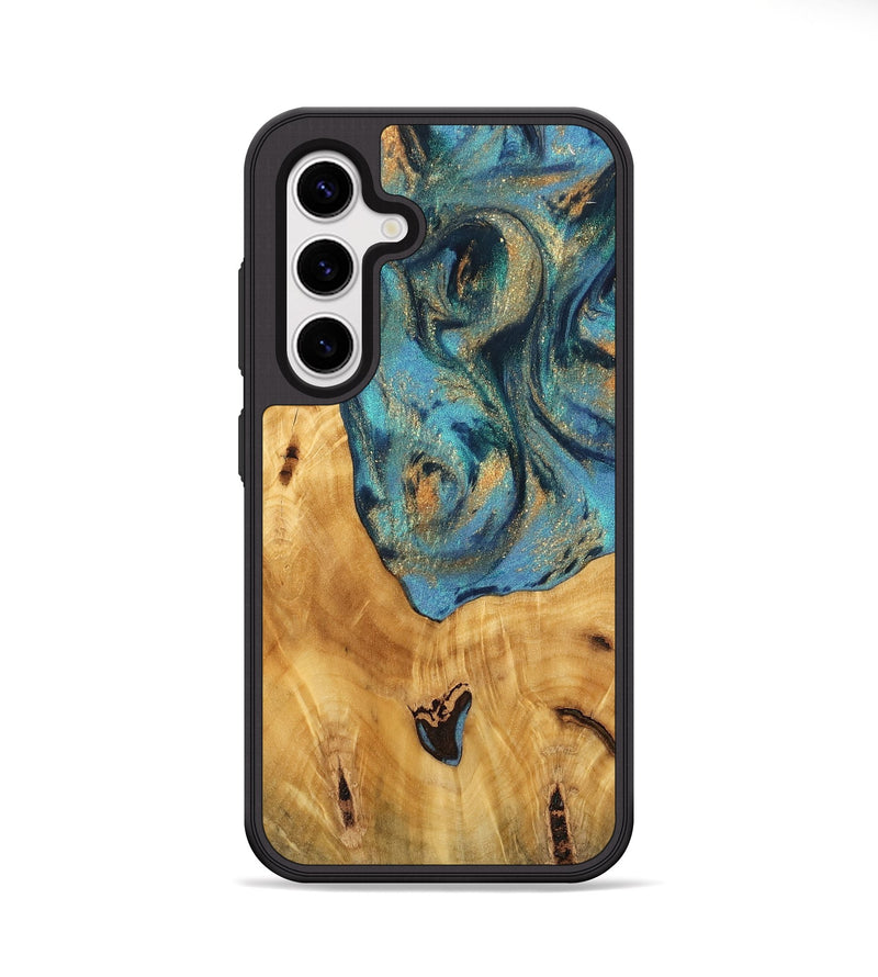 Galaxy S25 Plus Wood Phone Case - Radha (Teal & Gold, 744899)