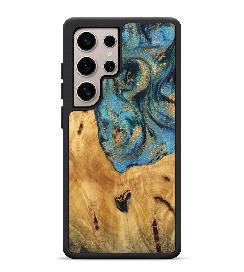 Galaxy S25 Ultra Wood Phone Case - Radha (Teal & Gold, 744899)