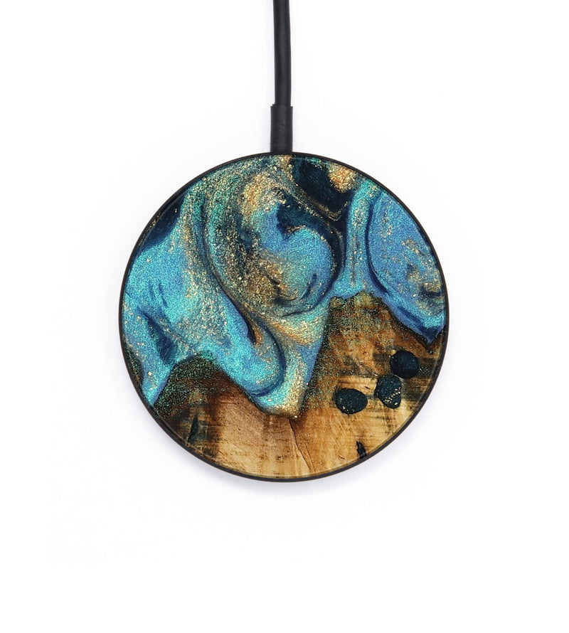 Circle Wood Wireless Charger - Runni (Teal & Gold, 744906)