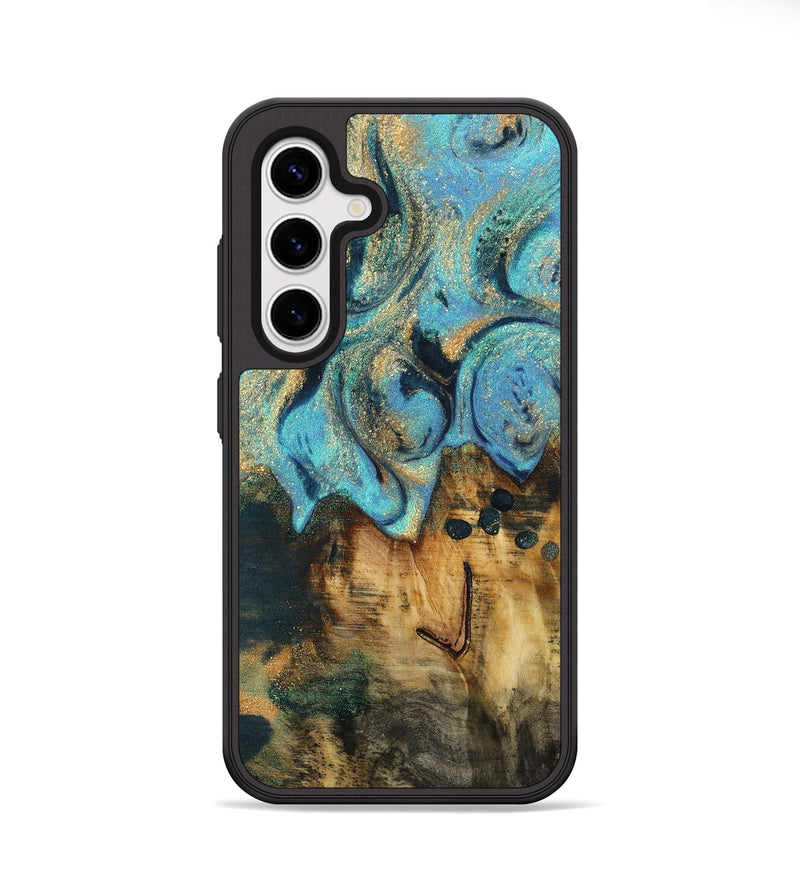 Galaxy S25 Plus Wood Phone Case - Runni (Teal & Gold, 744906)