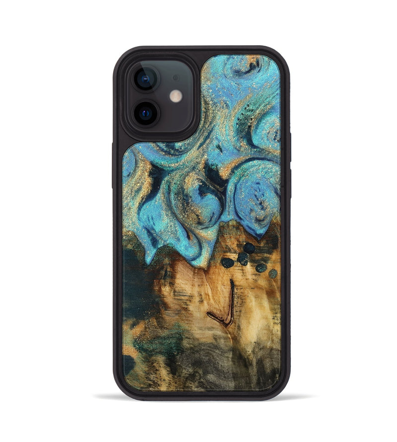 iPhone 12 Wood Phone Case - Runni (Teal & Gold, 744906)