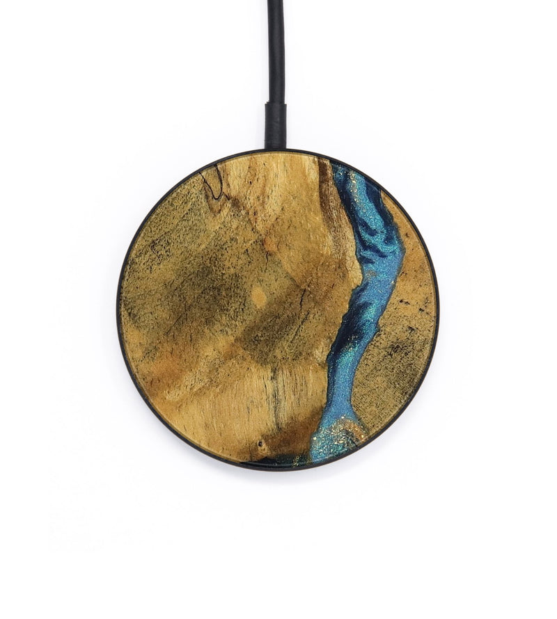 Circle Wood Wireless Charger - Bharat (Teal & Gold, 744910)