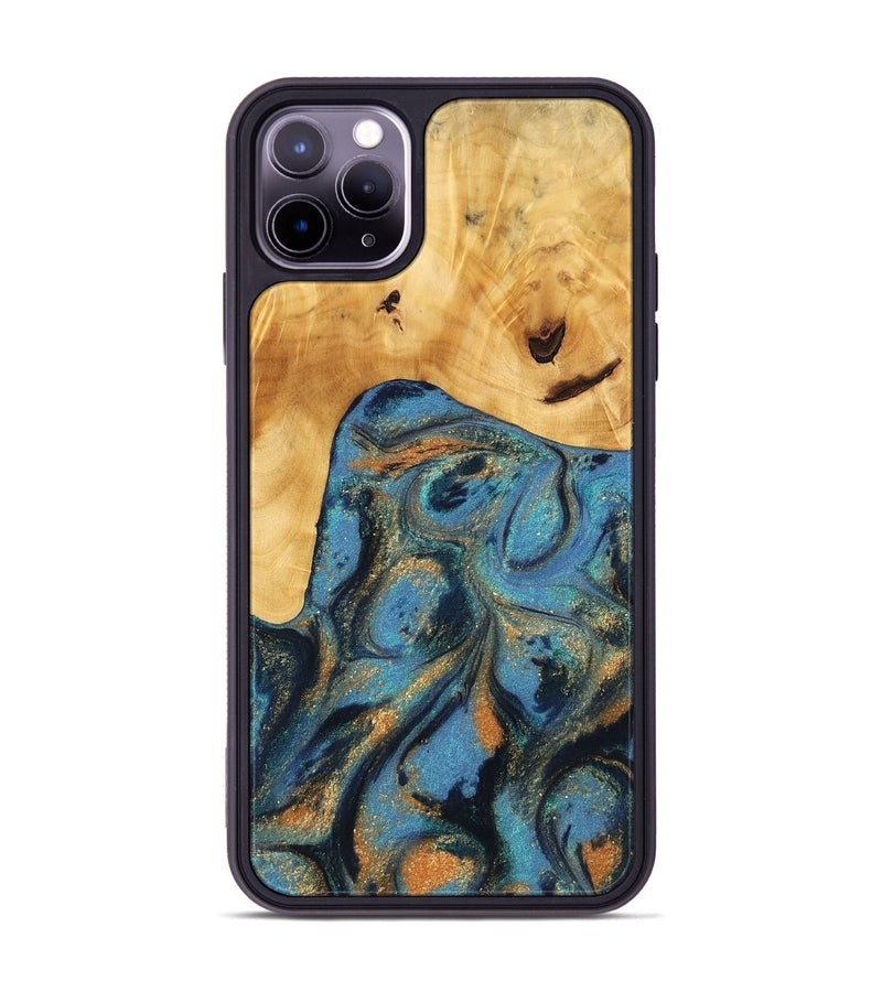 iPhone 11 Pro Max Wood Phone Case - Paul (Teal & Gold, 744911)