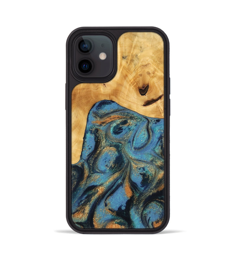 iPhone 12 Wood Phone Case - Paul (Teal & Gold, 744911)