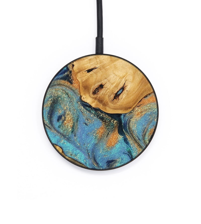 Circle Wood Wireless Charger - Turkey (Teal & Gold, 744913)