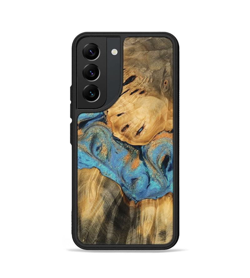 Galaxy S22 Wood Phone Case - Turkey (Teal & Gold, 744913)