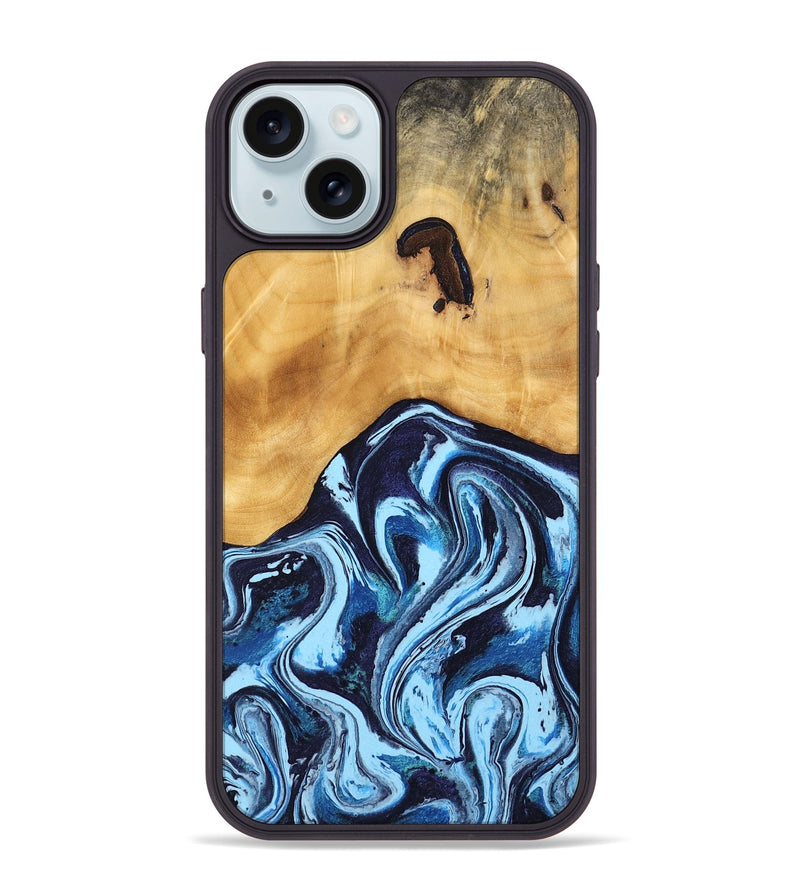 iPhone 15 Plus Wood Phone Case - Suzi (Blue, 744916)