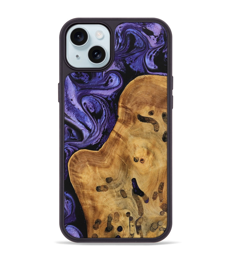 iPhone 15 Plus Wood Phone Case - Niko (Purple, 744918)