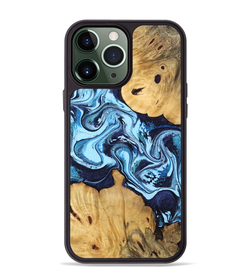 iPhone 13 Pro Max Wood Phone Case - Myrlene (Blue, 744940)