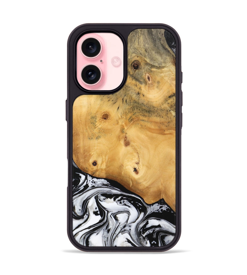 iPhone 16 Wood Phone Case - Gauge (Black & White, 744943)