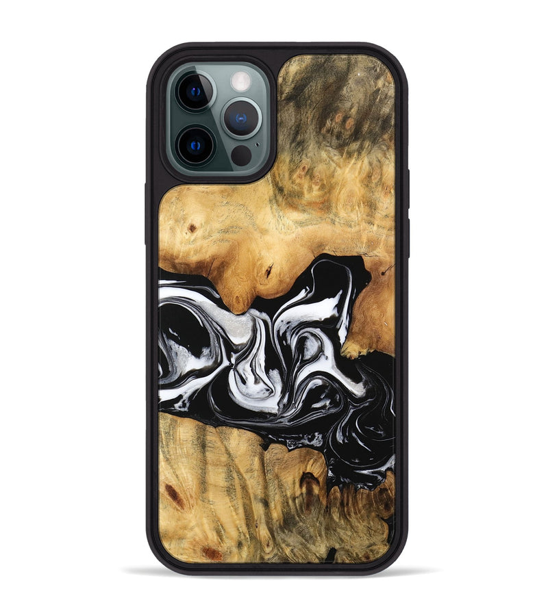 iPhone 12 Pro Max Wood Phone Case - Salina (Black & White, 744951)