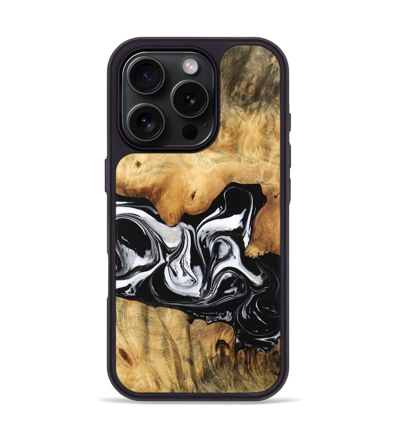 iPhone 16 Pro Wood Phone Case - Salina (Black & White, 744951)