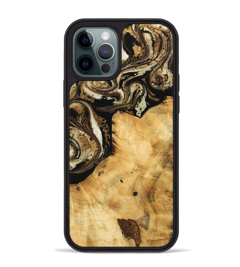 iPhone 12 Pro Max Wood Phone Case - Joette (Black & White, 744971)