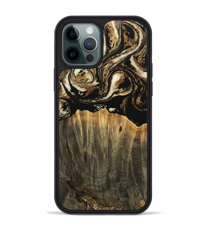 iPhone 12 Pro Max Wood Phone Case - Hallie (Black & White, 744973)