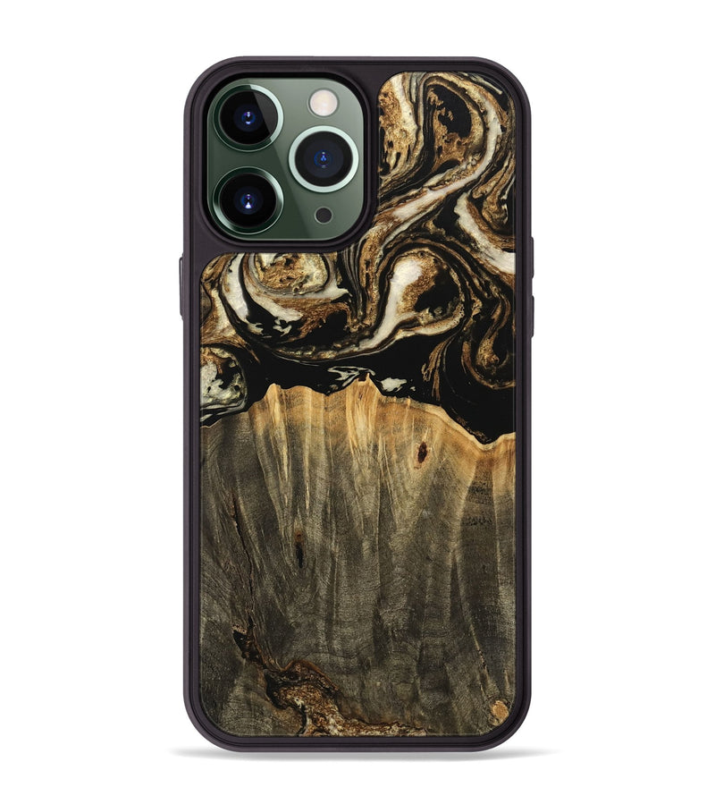 iPhone 13 Pro Max Wood Phone Case - Hallie (Black & White, 744973)