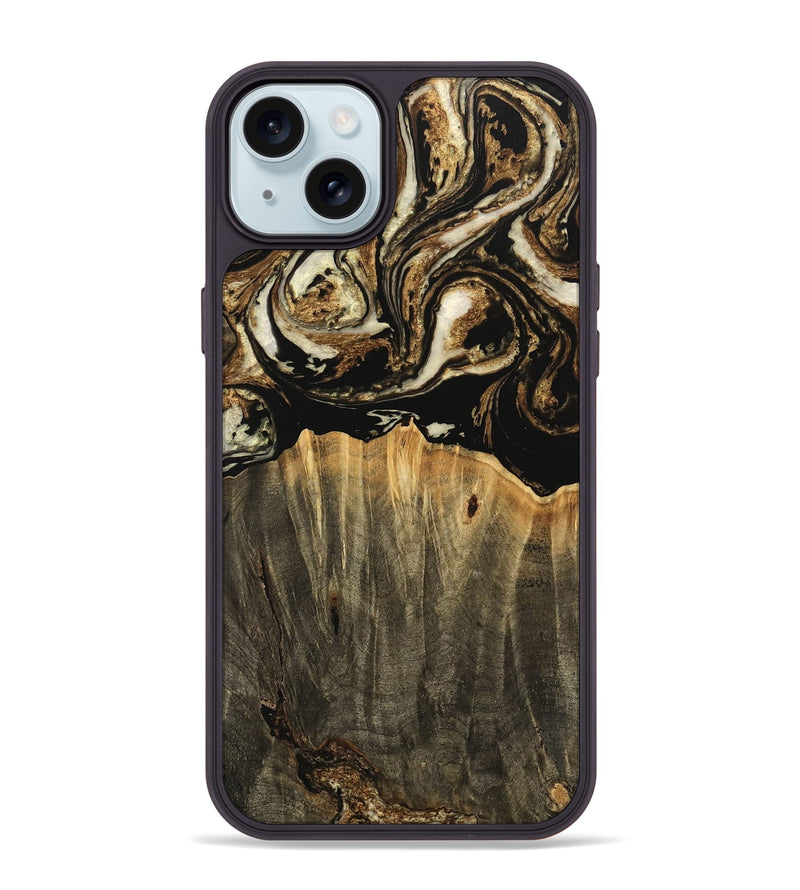 iPhone 15 Plus Wood Phone Case - Hallie (Black & White, 744973)