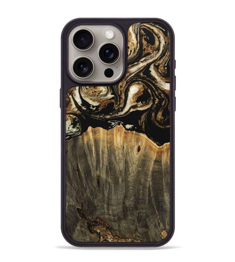 iPhone 15 Pro Max Wood Phone Case - Hallie (Black & White, 744973)