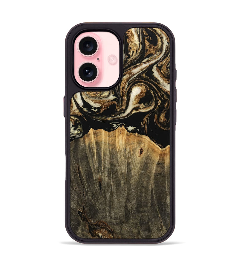 iPhone 16 Wood Phone Case - Hallie (Black & White, 744973)