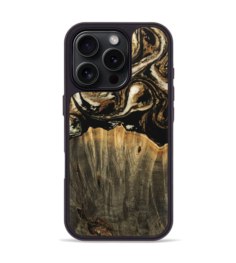 iPhone 16 Pro Wood Phone Case - Hallie (Black & White, 744973)