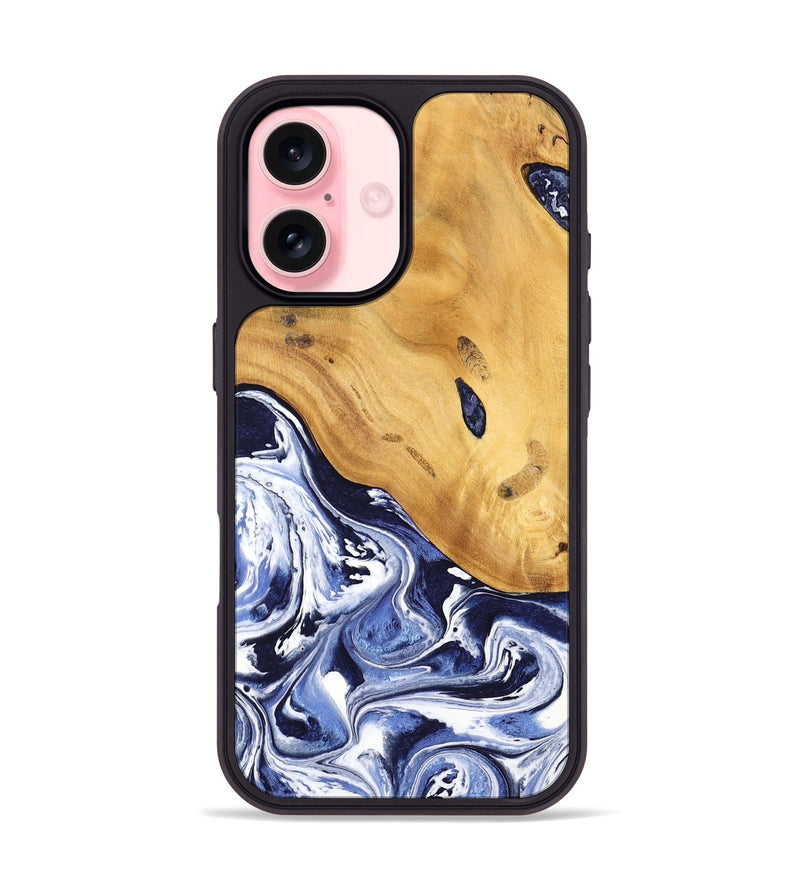 iPhone 16 Wood Phone Case - Shedman (Blue, 744975)