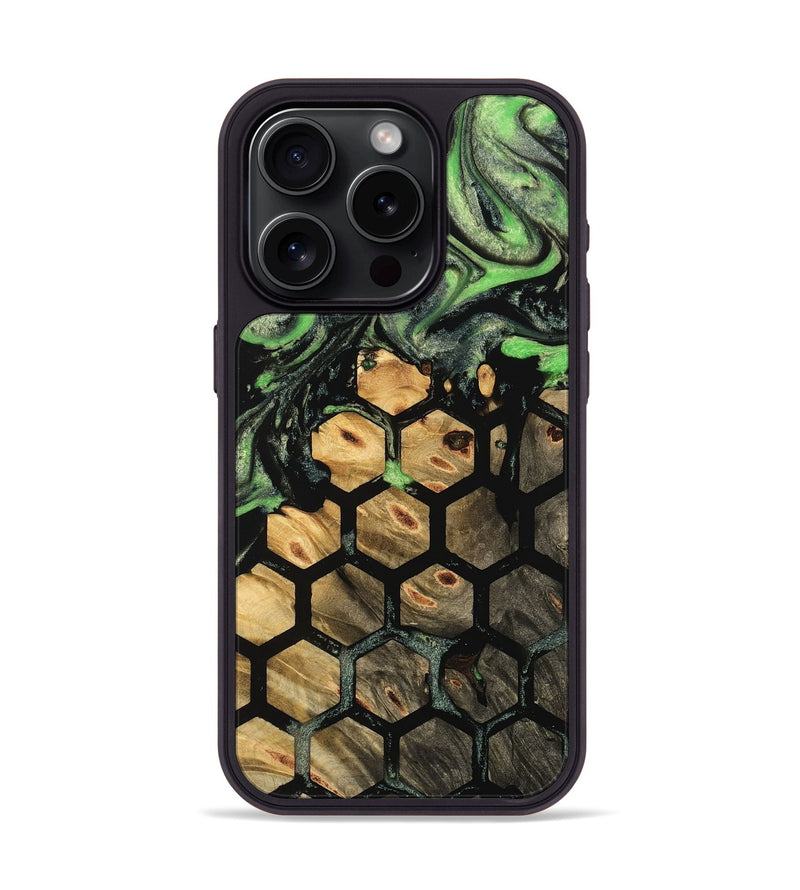 iPhone 15 Pro Wood Phone Case - Tangela (Pattern, 744986)