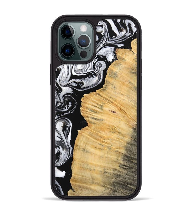 iPhone 12 Pro Max Wood Phone Case - Beau (Black & White, 745002)