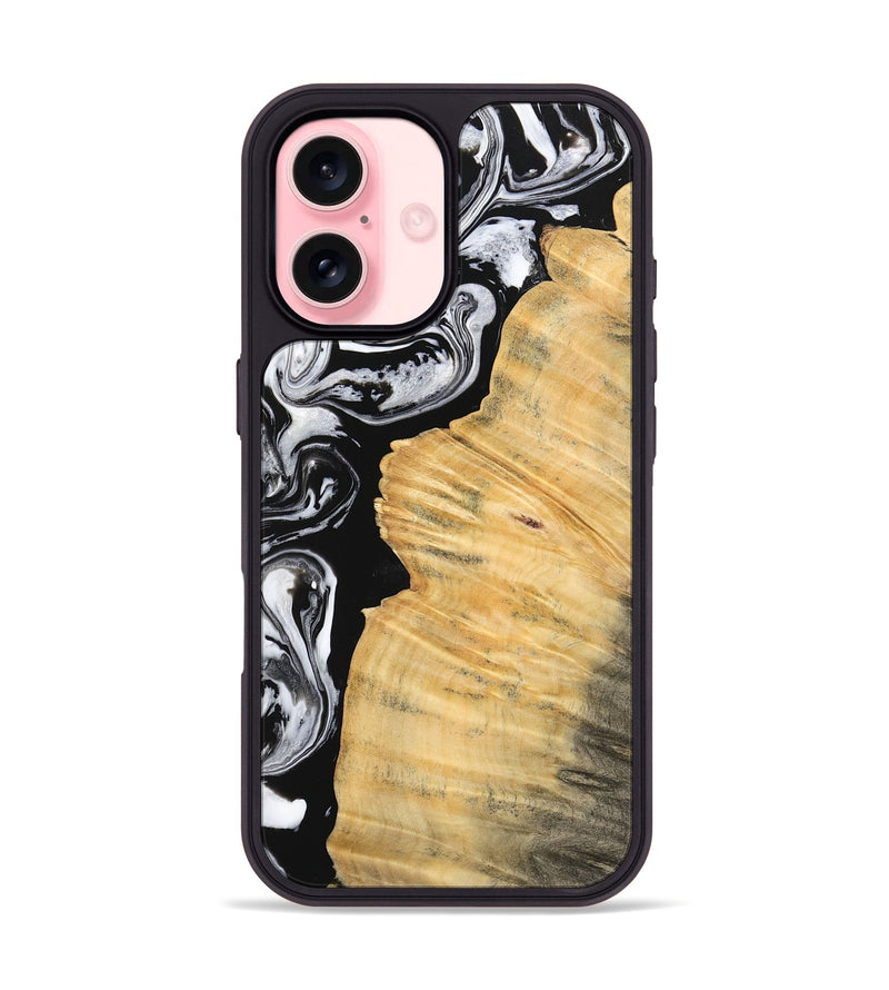 iPhone 16 Wood Phone Case - Beau (Black & White, 745002)