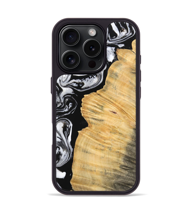 iPhone 16 Pro Wood Phone Case - Beau (Black & White, 745002)