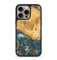 iPhone 15 Pro Max Wood Phone Case - Cory (Teal & Gold, 745006)