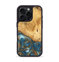 iPhone 16 Pro Wood Phone Case - Cory (Teal & Gold, 745006)