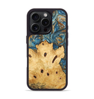 iPhone 16 Pro Wood Phone Case - Odus (Teal & Gold, 745009)