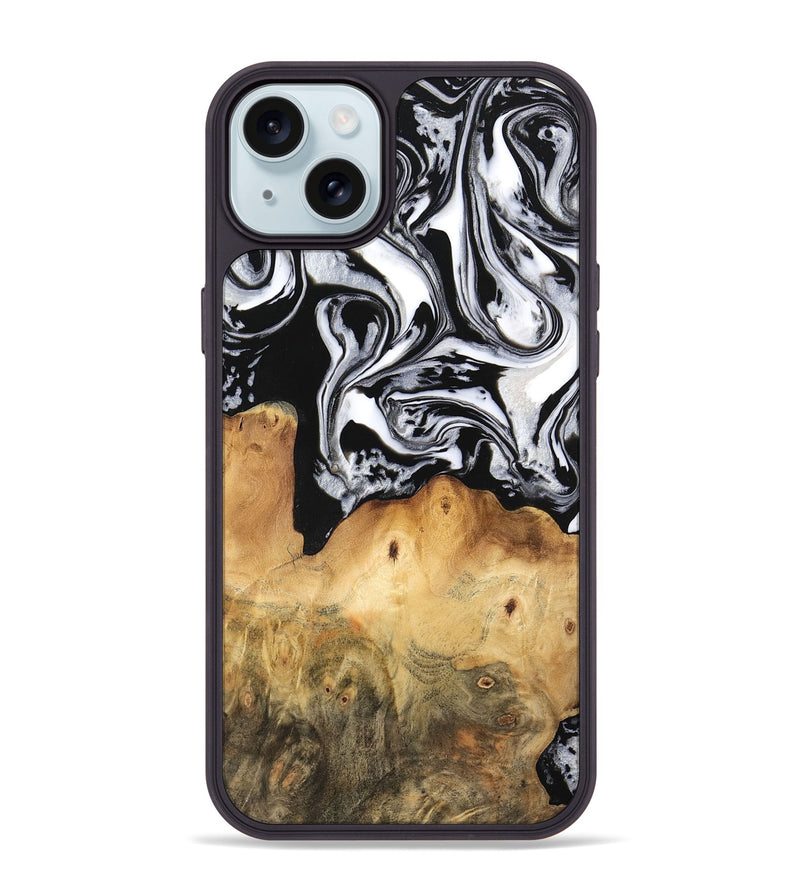 iPhone 15 Plus Wood Phone Case - Dominic (Black & White, 745020)