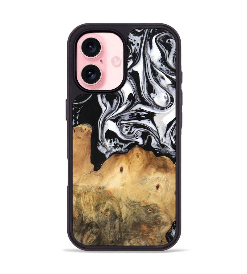 iPhone 16 Wood Phone Case - Dominic (Black & White, 745020)