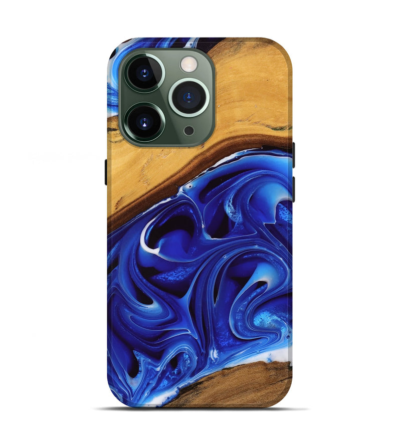 iPhone 13 Pro Wood Live Edge Phone Case - Vries (Blue, 745037)