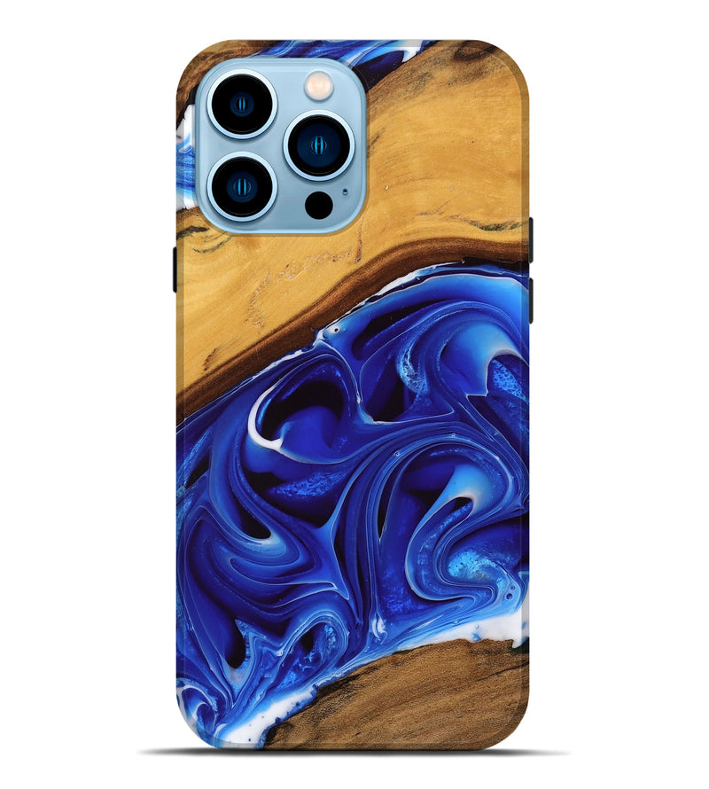 iPhone 14 Pro Max Wood Live Edge Phone Case - Vries (Blue, 745037)