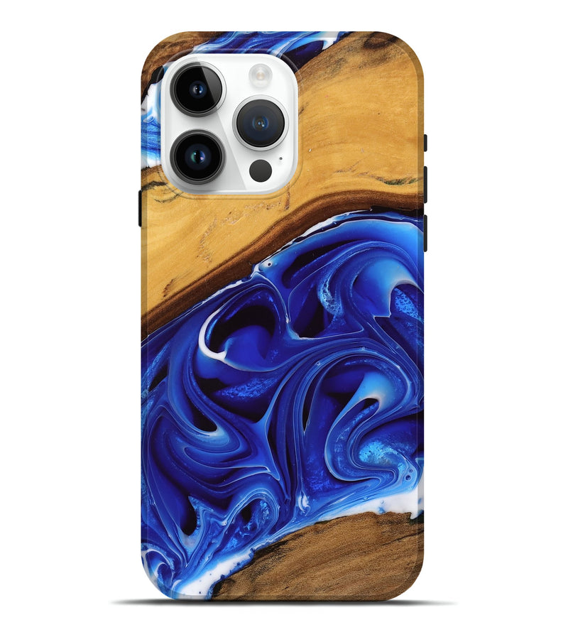 iPhone 15 Pro Max Wood Live Edge Phone Case - Vries (Blue, 745037)