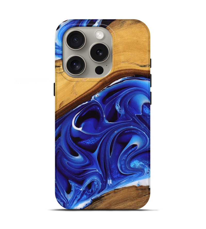 iPhone 16 Pro Wood Live Edge Phone Case - Vries (Blue, 745037)