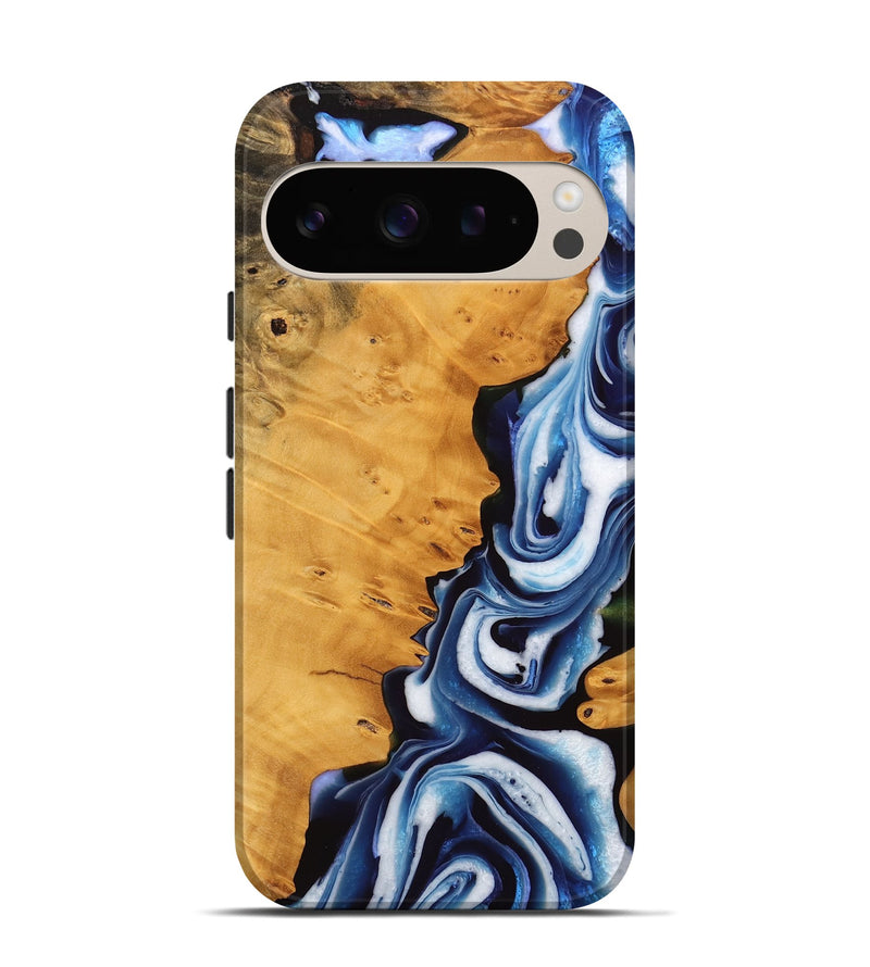 Pixel 9 Wood Live Edge Phone Case - Sharone (Blue, 745039)