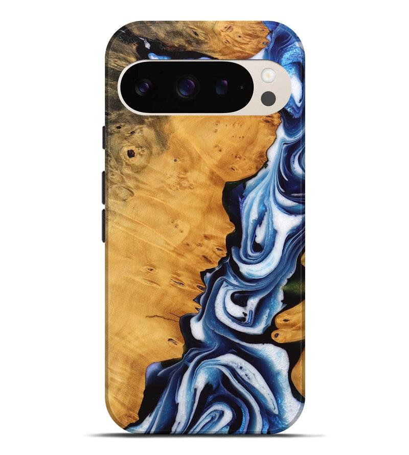 Pixel 9 Pro XL Wood Live Edge Phone Case - Sharone (Blue, 745039)