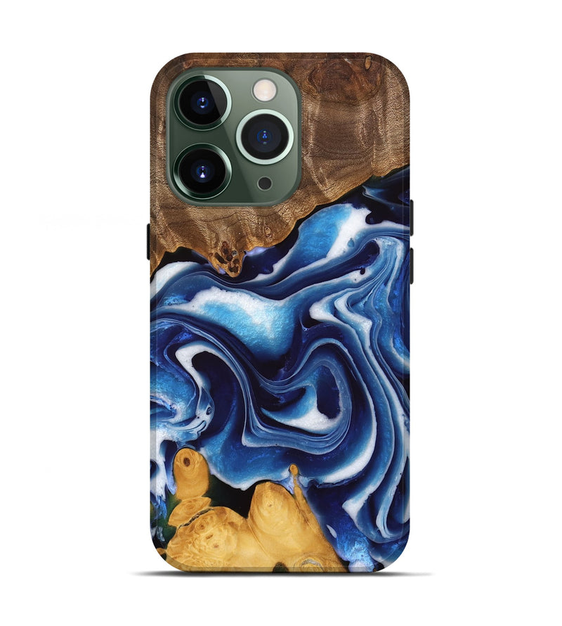 iPhone 13 Pro Wood Live Edge Phone Case - Lina (Blue, 745040)