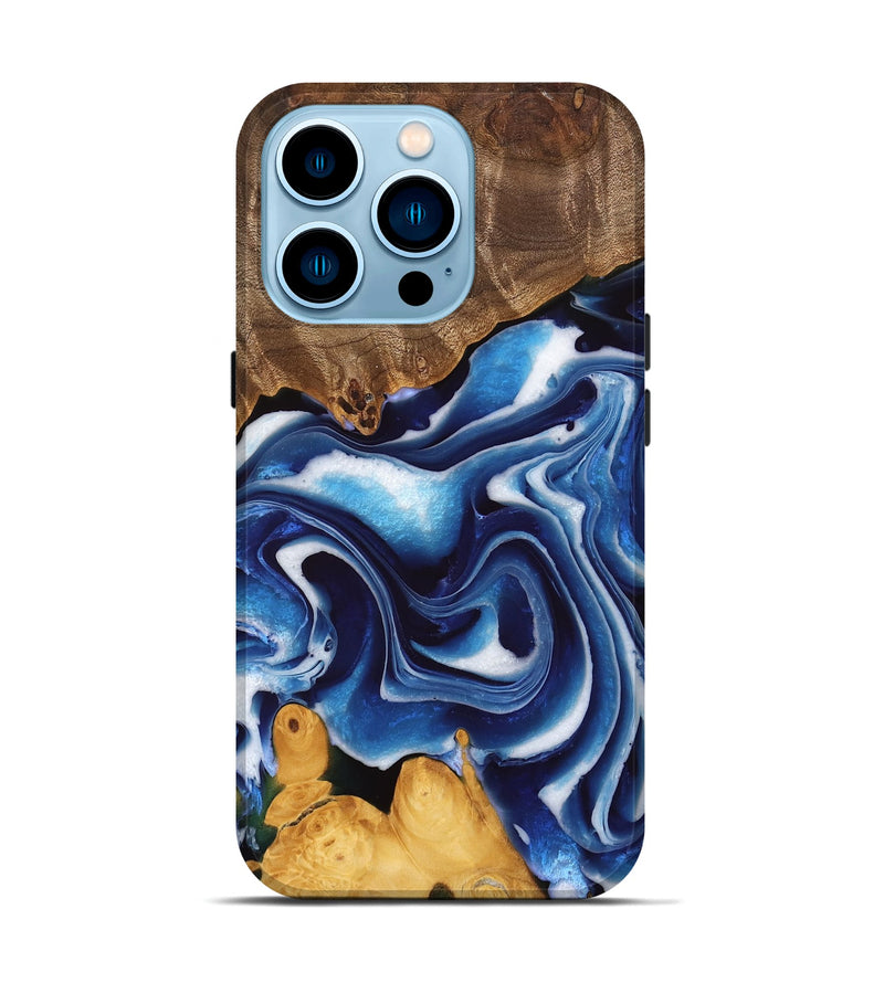 iPhone 14 Pro Wood Live Edge Phone Case - Lina (Blue, 745040)