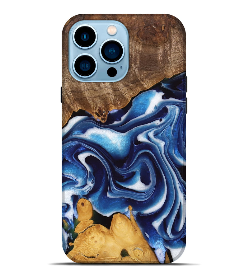 iPhone 14 Pro Max Wood Live Edge Phone Case - Lina (Blue, 745040)